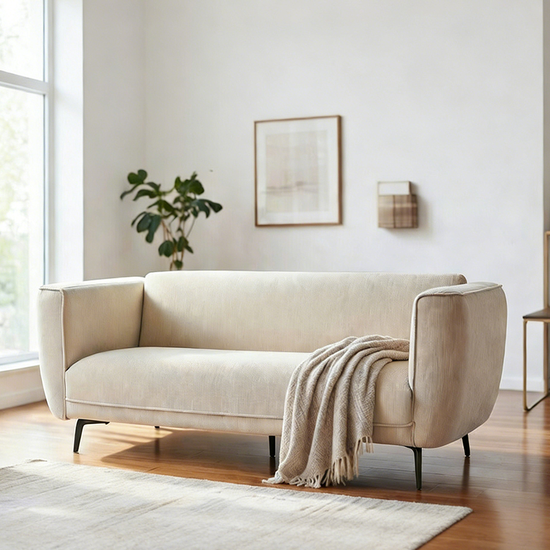 Moderni vakosametti verhoiltu loveseats sohva metallijalat