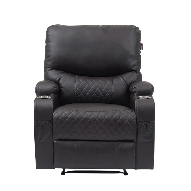 Overstuffed Faux Leather Manuaalinen lepotuoli kahdella mukinpidikkeellä