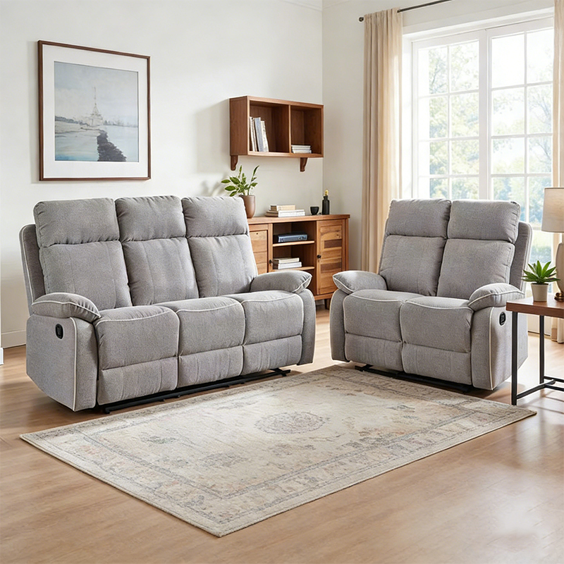 2-osainen Fabric Match Manuaalinen nojattava sohvasarja